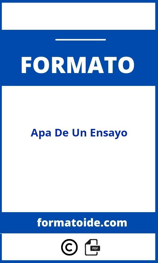 Formato Apa De Un Ensayo