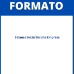 Formato Balance Inicial De Una Empresa