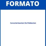 Formato De Caracterizacion De Poblacion