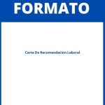 Formato De Carta De Recomendacion Laboral