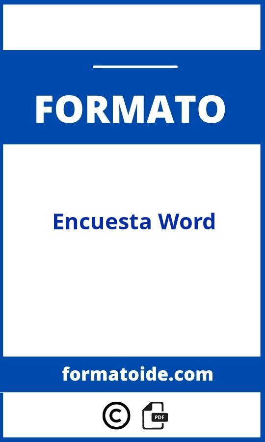 Formato De Encuesta Word Modelo Pdf Word