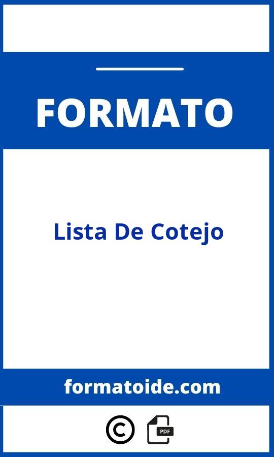 Formato De Lista De Cotejo