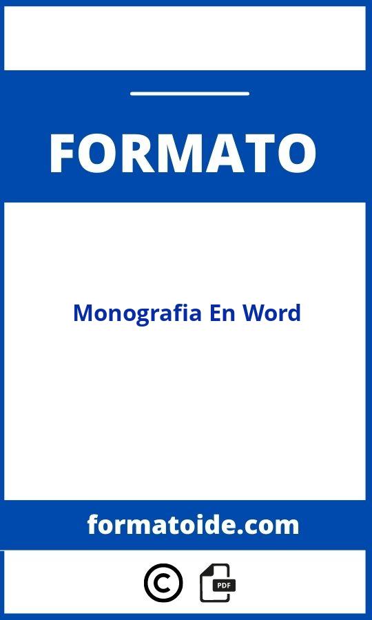 Formato De Monografia En Word Modelo Pdf Word 2484