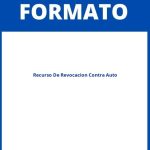 Formato De Recurso De Revocacion Contra Auto