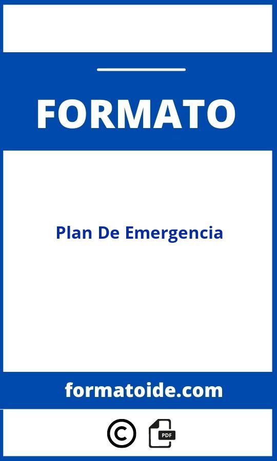 Formato Plan De Emergencia