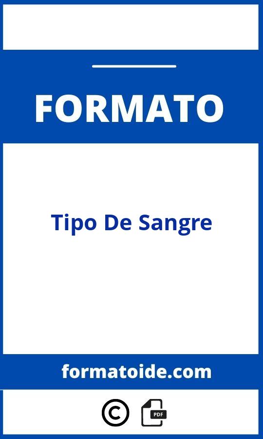 Formato Tipo De Sangre