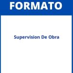 Formatos De Supervision De Obra